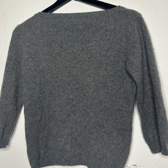 100% CASHMERE Sweater Grey Moda INTL size Small - Picture 3 of 8